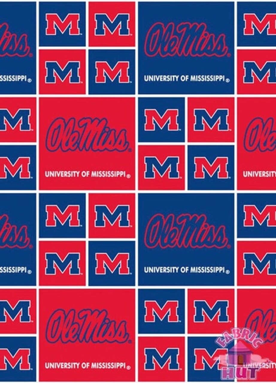 Licensed NCAA University of Mississippi MS-020 Cotton Fabric by the Yard
